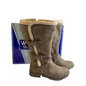 Size 8M Santell Womens Winter Boots Dark Taupe Fleece Lined